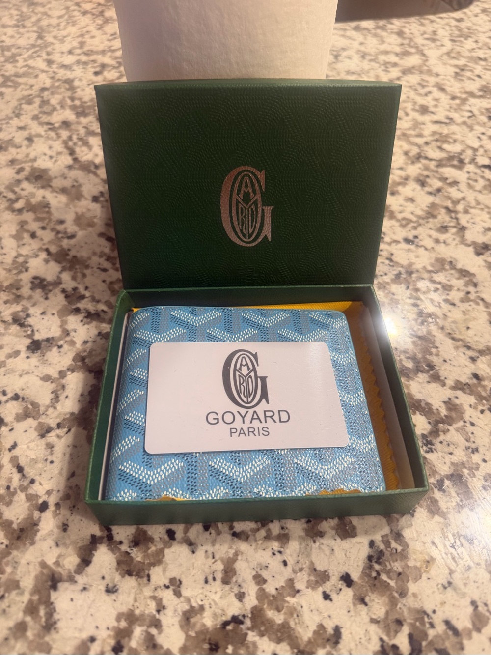 Goyard Light Blue Card & Key Holder with Signature Goyardine Pattern